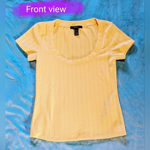 Forever 21 yellow colour, size small, slight crop style T shirt, EUC - Picture 12 of 12